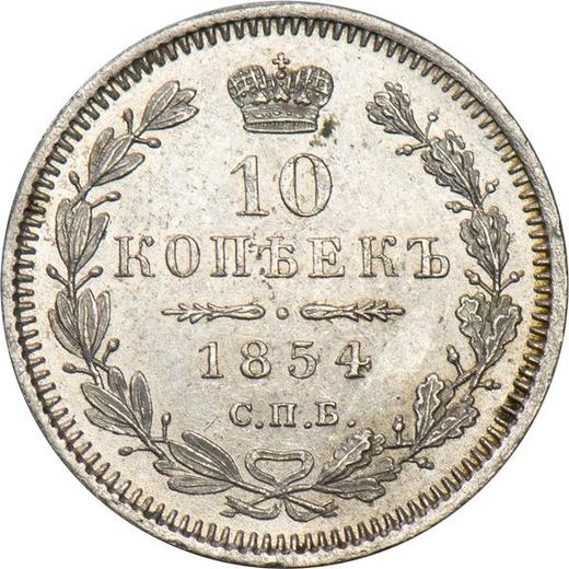 Reverso 10 kopeks 1854 СПБ HI "Águila 1851-1858" - valor de la moneda de plata - Rusia, Nicolás I