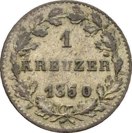 Реверс монеты - 1 крейцер 1850 года - цена серебряной монеты - Гессен-Дармштадт, Людвиг III