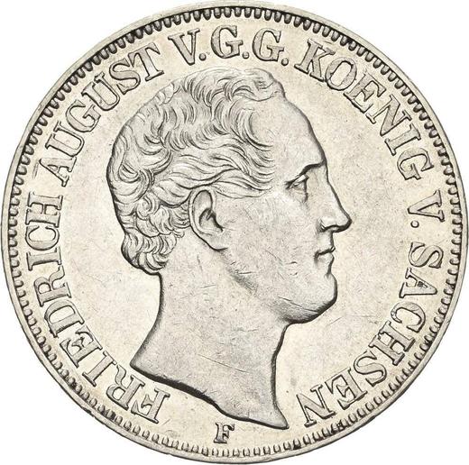 Obverse Thaler 1854 F "Mining" - Silver Coin Value - Saxony-Albertine, Frederick Augustus II