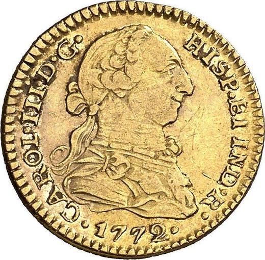 Аверс монеты - 1 эскудо 1772 года Mo FM - цена золотой монеты - Мексика, Карл III