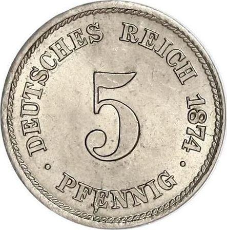 Аверс монеты - 5 пфеннигов 1874 года A "Тип 1874-1889" - цена  монеты - Германия, Германская Империя