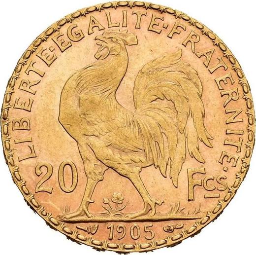 Reverse 20 Francs 1905 A "Type 1899-1906" Paris - France, Third Republic