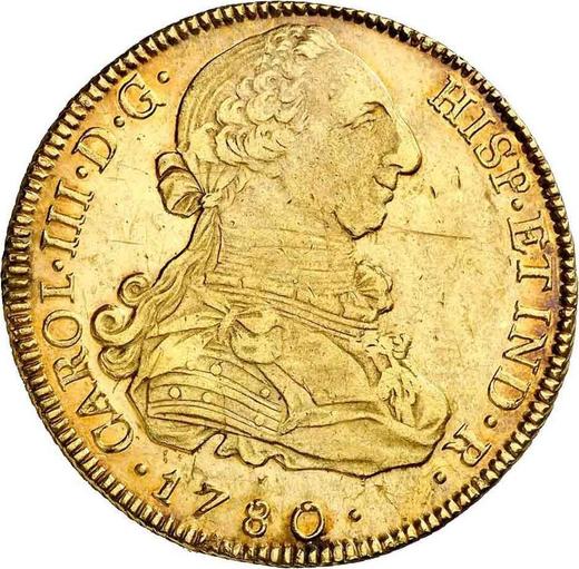 Аверс монеты - 8 эскудо 1780 года PTS PR - цена золотой монеты - Боливия, Карл III