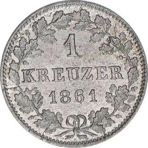 Реверс монеты - 1 крейцер 1861 года - цена серебряной монеты - Вюртемберг, Вильгельм I