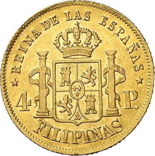 Rewers monety - 4 peso 1866 - cena złotej monety - Filipiny, Izabela II