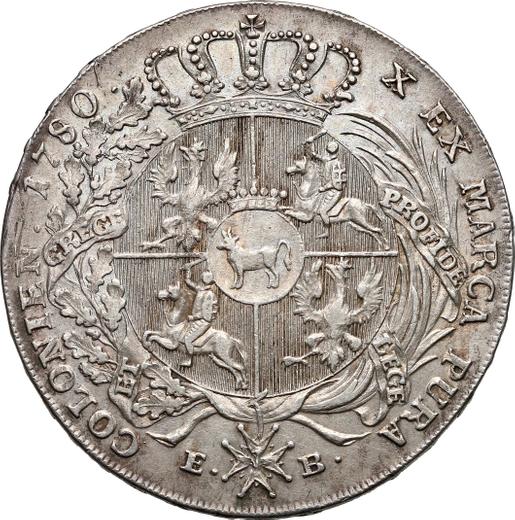 Rewers monety - Talar 1780 EB - cena srebrnej monety - Polska, Stanisław II August
