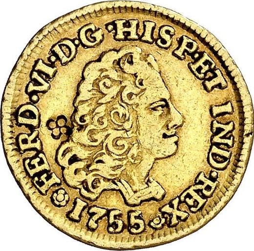 Anverso 1 escudo 1755 So J - valor de la moneda de oro - Chile, Fernando VI