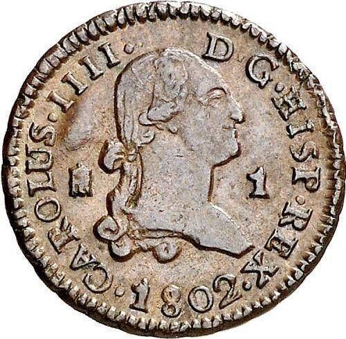 Anverso 1 maravedí 1802 - valor de la moneda  - España, Carlos IV