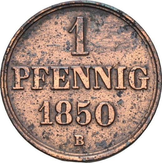 Реверс монеты - 1 пфенниг 1850 года B - цена  монеты - Ганновер, Эрнст Август