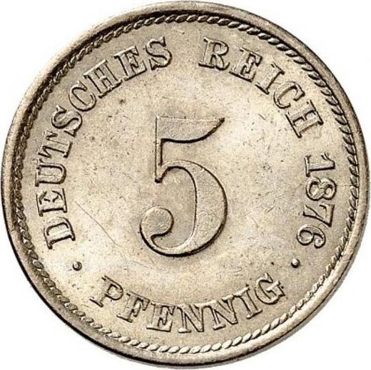 Anverso 5 Pfennige 1876 J "Tipo 1874-1889" - valor de la moneda  - Alemania, Imperio alemán