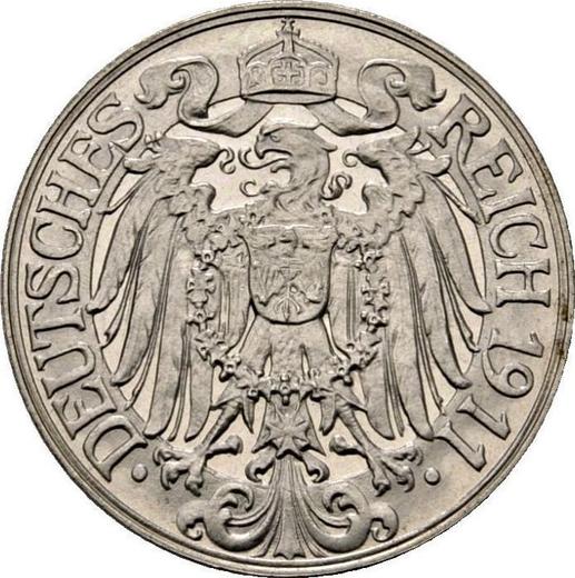 Reverse 25 Pfennig 1911 D "Type 1909-1912" -  Coin Value - Germany, German Empire