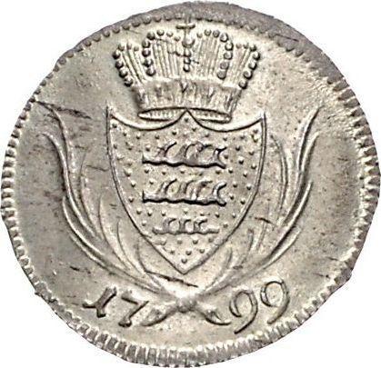 Реверс монеты - 3 крейцера 1799 года - цена серебряной монеты - Вюртемберг, Фридрих I Вильгельм
