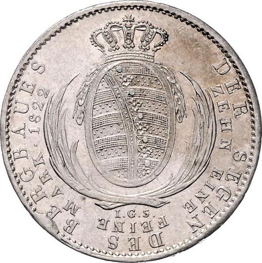 Reverso Tálero 1822 I.G.S. "Minero" - valor de la moneda de plata - Sajonia, Federico Augusto I