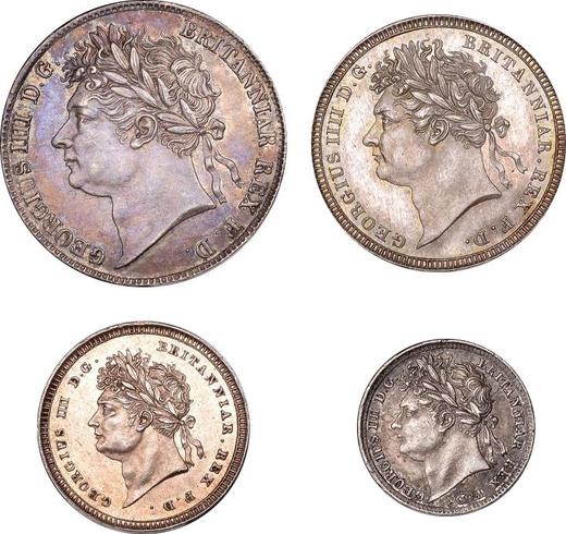 Аверс монеты - Набор монет 1824 года "Монди" - цена серебряной монеты - Великобритания, Георг IV
