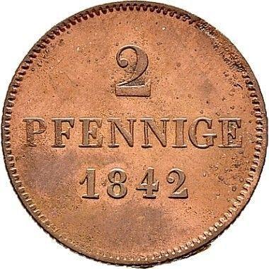 Реверс монеты - 2 пфеннига 1842 года - цена  монеты - Бавария, Людвиг I