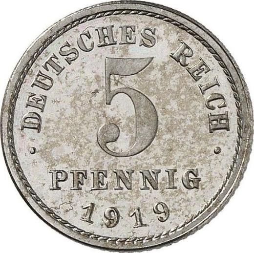 Awers monety - 5 fenigów 1919 E - cena  monety - Niemcy, Cesarstwo Niemieckie