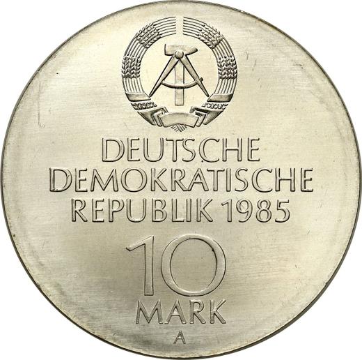 Rewers monety - 10 marek 1985 A "Semperoper" - cena srebrnej monety - Niemcy, NRD