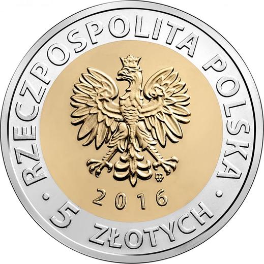 Anverso 5 eslotis 2016 MW "Castillo de los Duques de Pomerania en Szczecin" - valor de la moneda  - Polonia, República moderna