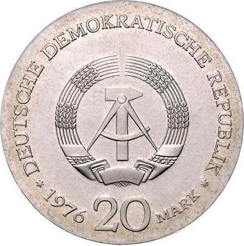 Reverso 20 marcos 1976 "Wilhelm Liebknecht" - valor de la moneda de plata - Alemania, República Democrática Alemana (RDA)