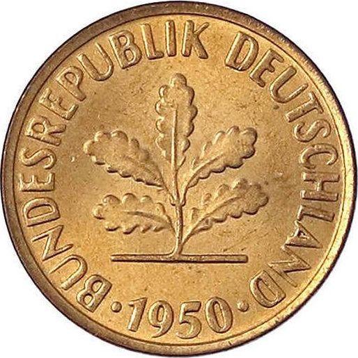 Реверс монеты - 2 пфеннига 1950 года G - цена  монеты - Германия, ФРГ