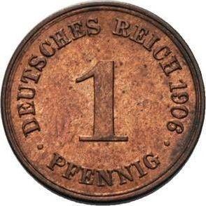 Аверс монеты - 1 пфенниг 1906 года F "Тип 1890-1916" - цена  монеты - Германия, Германская Империя