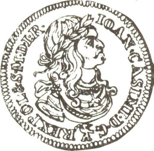 Аверс монеты - 2 дуката 1661 года NG Орел без рамки - цена золотой монеты - Польша, Ян II Казимир