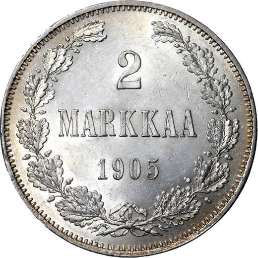 Reverse 2 Mark 1905 L - Silver Coin Value - Finland, Grand Duchy