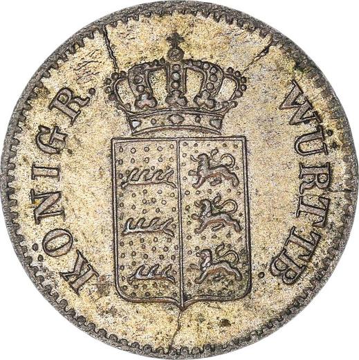 Аверс монеты - 1 крейцер 1844 года - цена серебряной монеты - Вюртемберг, Вильгельм I