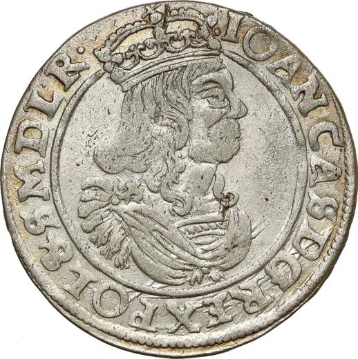 Anverso Szostak (6 groszy) 1663 AT "Retrato en marco redondo" - valor de la moneda de plata - Polonia, Juan II Casimiro