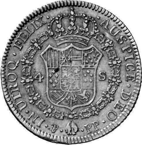 Реверс монеты - 4 эскудо 1797 года PTS PP - цена золотой монеты - Боливия, Карл IV