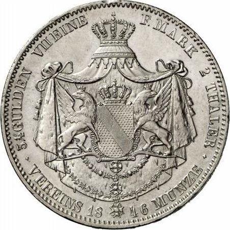 Реверс монеты - 2 талера 1846 года - цена серебряной монеты - Баден, Леопольд