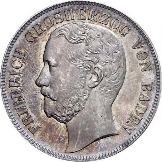 Anverso Tálero 1871 Canto liso - valor de la moneda de plata - Baden, Federico I de Baden