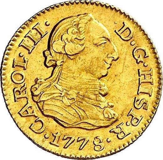 Аверс монеты - 1/2 эскудо 1778 года M PJ - цена золотой монеты - Испания, Карл III