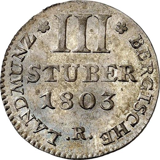 Reverso 3 stuber 1803 R - valor de la moneda de plata - Berg, Maximiliano I