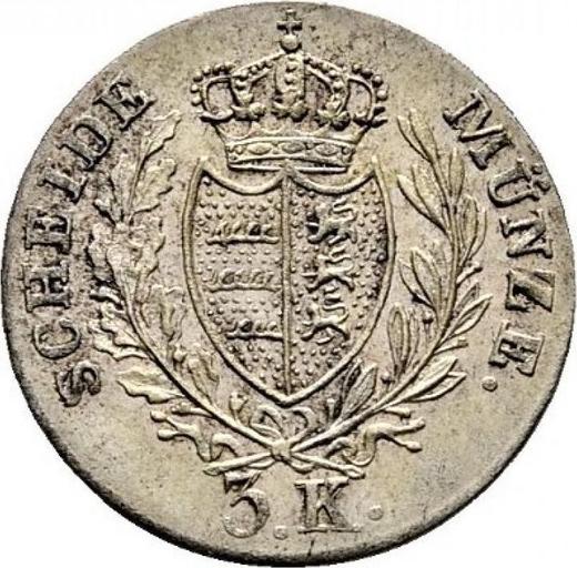 Реверс монеты - 3 крейцера 1831 года - цена серебряной монеты - Вюртемберг, Вильгельм I
