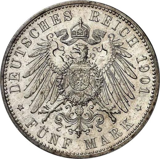 Rewers monety - 5 marek 1901 J "Hamburg" - cena srebrnej monety - Niemcy, Cesarstwo Niemieckie