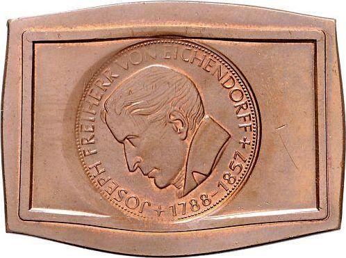 Аверс монеты - 5 марок 1957 года J "Йозеф фон Эйхендорф" Клипа - цена  монеты - Германия, ФРГ