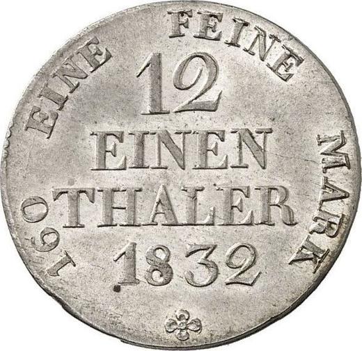 Реверс монеты - 1/12 талера 1832 года S - цена серебряной монеты - Саксония, Антон