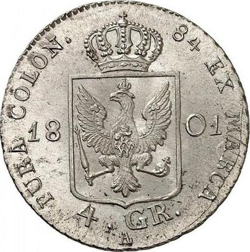 Rewers monety - 4 groszy 1801 A "Śląsk" - cena srebrnej monety - Prusy, Fryderyk Wilhelm III