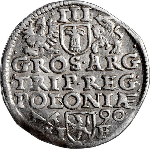 Reverso Trojak (3 groszy) 1590 IF "Casa de moneda de Poznan" - valor de la moneda de plata - Polonia, Segismundo III