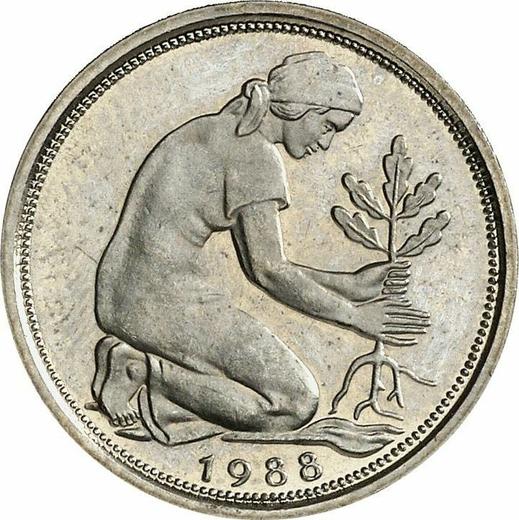Rewers monety - 50 fenigów 1988 D - cena  monety - Niemcy, RFN