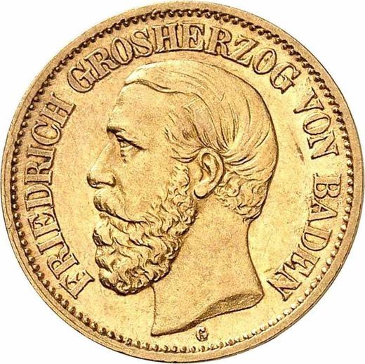 Аверс монеты - 10 марок 1900 года G "Баден" - цена золотой монеты - Германия, Германская Империя