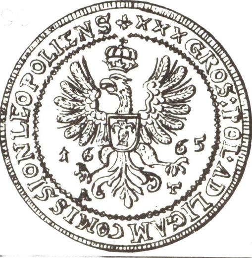 Reverso Prueba Złotówka (30 groszy) 1665 AT - valor de la moneda de plata - Polonia, Juan II Casimiro