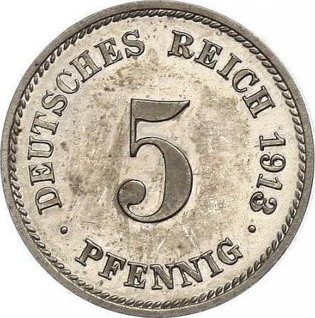Аверс монеты - 5 пфеннигов 1913 года G "Тип 1890-1915" - цена  монеты - Германия, Германская Империя