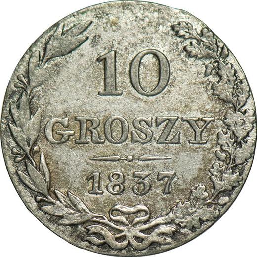 Reverse 10 Groszy 1837 MW - Silver Coin Value - Poland, Russian protectorate