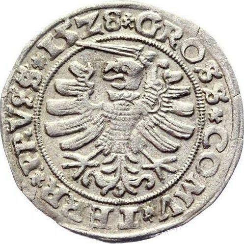 Реверс монеты - 1 грош 1528 года "Торунь" - цена серебряной монеты - Польша, Сигизмунд I Старый
