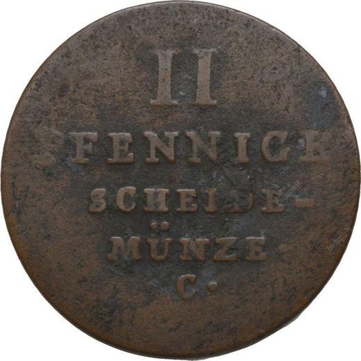 Реверс монеты - 2 пфеннига 1826 года C - цена  монеты - Ганновер, Георг IV