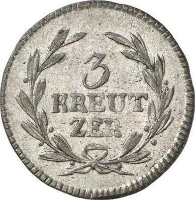 Reverso 3 kreuzers 1814 - valor de la moneda de plata - Baden, Carlos II