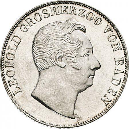 Awers monety - 1 gulden 1848 - cena srebrnej monety - Badenia, Leopold