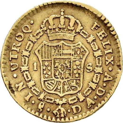 Rewers monety - 1 escudo 1791 So DA "Typ 1789-1791" - cena złotej monety - Chile, Karol IV
